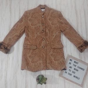 Tasha Polizzi Tapestry Paisley Faux Fur Jacket